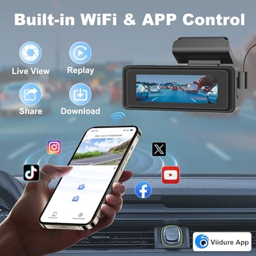 Otovoda Dash Cam Front and Rear, 4K+1080P WiFi Dual Dash Cam, with Free 64GB Card, Dash Camera for Cars with APP, 2.99” IPS Car Camera, Night Vision, 170°Wide Angle, 24H Parking Mode, Loop Recording 5