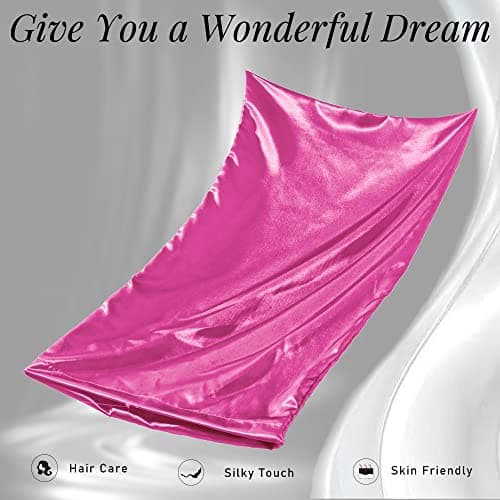 Manyshofu Hot Pink Satin Pillowcase for Hair Protection- 2Pcs Queen Pillow Cases, Luxury & Silky Pillowcases 20x30 Pillow Covers with Envelope Closure 5