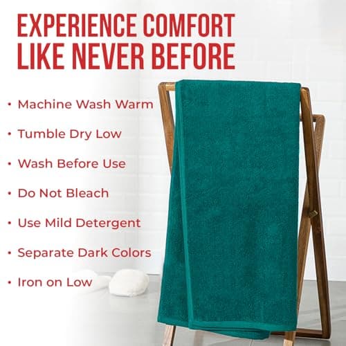 RIVERSIDE Pack of 1 Jumbo Bath Sheet 40 x 80 Inches - Extra Large Bath Towel, Super Soft & Highly Absorbent, 100% Cotton Quick Dry, Perfect to Wrap Yourself in - Teal 7