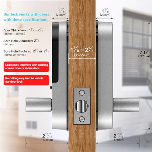 Fingerprint Smart Door Lock with Handle & Keypad – No More Lost Keys, Keyless Entry & Remote Access for Home, Kids, Airbnb & Rental Property, DIY Install, Alexa & Google Compatible 6