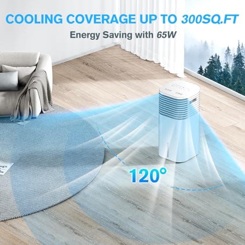 FLOWBREEZE 24" Windowless Portable Air Conditioner, 15H Timer&120°Oscillation, 3-IN-1 Portable AC Unit w/Remote, 2Gal Tank, 3 Modes & 3 Speeds, Ultra-Quiet Ventless Swamp Cooler for HomeOffice, Ivory 8