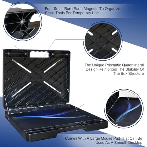 Meifrenship Magnetic Laptop Stand , Portable Workstation With 4 Super Strong Magnets, Rated At 45 Pounds, Magnetic Toolbox Attach To HVAC, Trucks, Walls, Poles etc 5