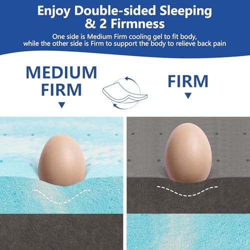 Firm Mattress Topper Queen Size 3 Inch with Ice Silk Cover, Premium Cooling Gel+Bamboo High Density Memory Foam Mattress Toppers, CertiPUR-US Firm Bed Topper for Pain Relief, 80"x60" 7