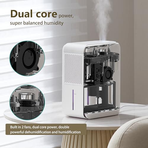 3 in 1 Dehumidifier, Humidifier & Aroma Diffuser with Air Combo One - 39Oz, Small Auto Purifier Humidity Control Quiet 27db Multifuctional Colorful Mist,for Bedroom/Bathroom/Bome/Basement(350 sq.ft) 7