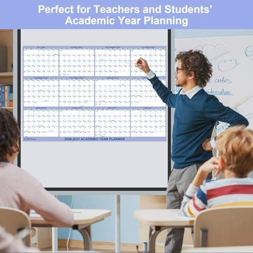 32" x 48" Academic Wall Calendar 2026-2027, JUL 2026 - JUN 2027 Folded Wet & Dry Erase, Large Wall Calendar 12 Month, Vertical/Horizontal Reversible, School Yearly Wall Planner with Julian Dates 7
