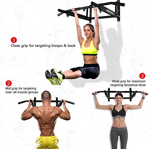 OneTwoFit Wall Mounted Pull Up Bar with More Stable 6-hole design for Indoor and Outdoor Use, Maximum weight 440 Lbs OT103 5