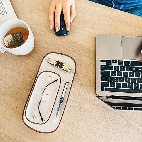 Mora Small Ceramic Decorative Tray – Rectangle 6.4 Inch Dish for Jewelry, Perfume, Makeup, Accessories, Candle, in the Bathroom Vanity, Bedside, or Kitchen Counter – Cute Organizer – White 7