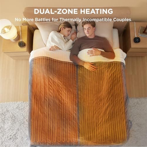 Bedsure Electric Blanket King Size - Dual Control Heated Blanket King Size, Fast Heating with 10 Time Settings & 10 Heat Settings, Warm Gift for Grandma (100x90 inches, Grey) 5