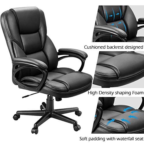 Furmax Office Executive Chair High Back Adjustable Managerial Home Desk Chair, Swivel Computer PU Leather Chair with Lumbar Support (Black) 5