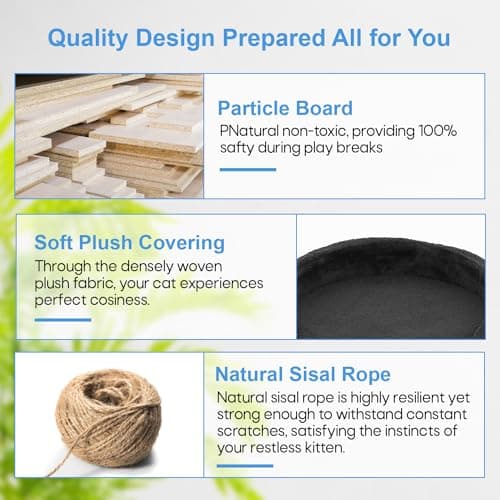 FDW | 54" Cat Tree Tower | Dark Gray | Multi-Level Indoor Activity Center with Sisal Scratching Posts, Condos, Plush Perches, Hanging Cat Toys | Sturdy, Easy to Assemble | for Kittens & Adult Cats 6