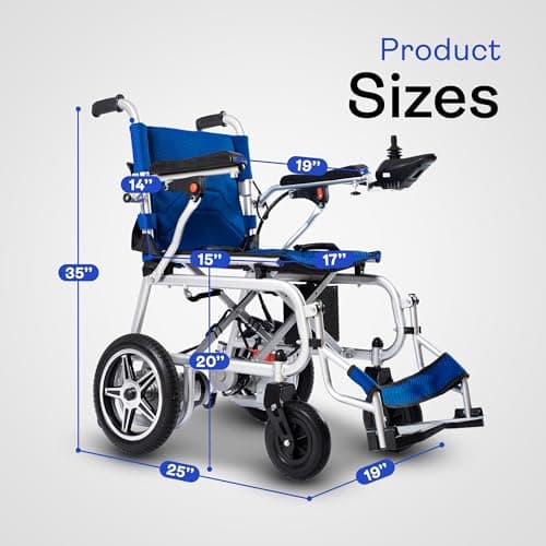 Culver Artemis Pro Lightweight Foldable Electric Wheelchairs for Seniors - 2x250W Motor Power Wheelchair - Long Range Travel/User Friendly Electric Wheelchairs for Seniors (Blue) 6