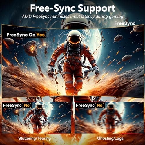 ReHisk 24 Inch Curved Gaming Monitor – 100Hz, 3ms Response Time, FHD, FreeSync, Eye-Care, Slim Design, HDMI/DP, Built-in Speakers VESA Mount 4