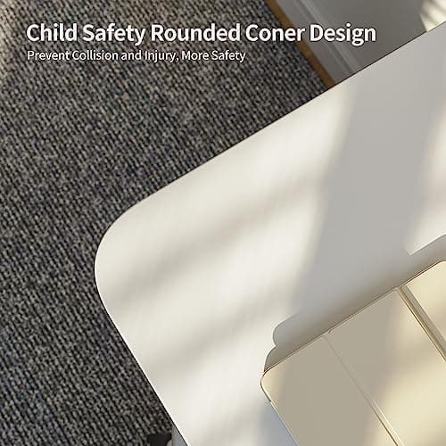 FEZIBO Corner Standing Desk, 48 Inches L Shaped Standing Desk, Electric Stand Up Corner Desk, Home Office Sit Stand Desk with White Top and White Frame 5