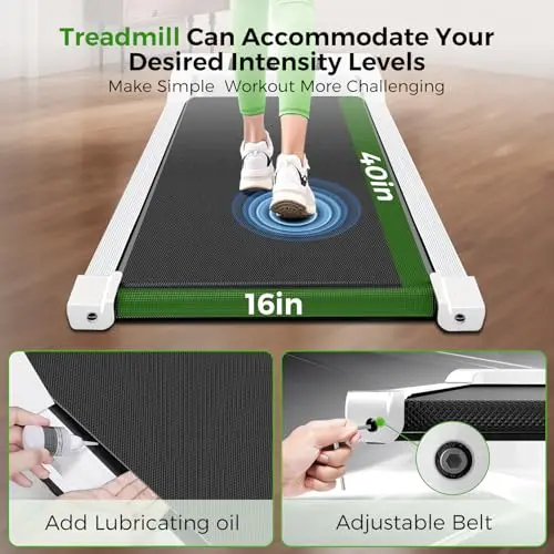 Treadmill with Handles, 2026 Upgraded Small Treadmills Home, Portable Electric Treadmills for Home 300 lbs Capacity,Walking Pad Treadmill,Lightweight Foldable Walking Pad,LED Display(Pearl White) 7