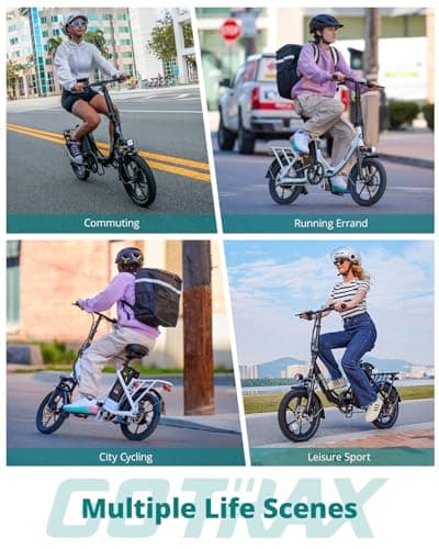 Gotrax NEPHELE 16" Folding Electric Bike, Max Range 28Miles(Pedal-assist) &15.5Mph Power by 350W Motor, Front Suspension&Adjustable Seat and Handlebar, Commuter Electric Bicycle for Adults/Teens White 6