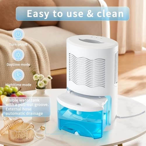 Dehumidifier for Home with Colorful Light Auto Shut Off Protection Ideal for Bedroom and Basement 2 Working Modes Daytime and Nighttime Efficient Moisture Removal System 4