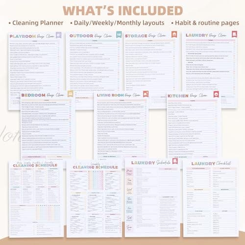 PGJ ADHD Cleaning Planner for Adults – Undated Daily, Weekly & Monthly Cleaning Schedule & Checklist – Household Chores Organizer Notebook for Home Management, Routine Tracking Family Cleaning Tasks 7