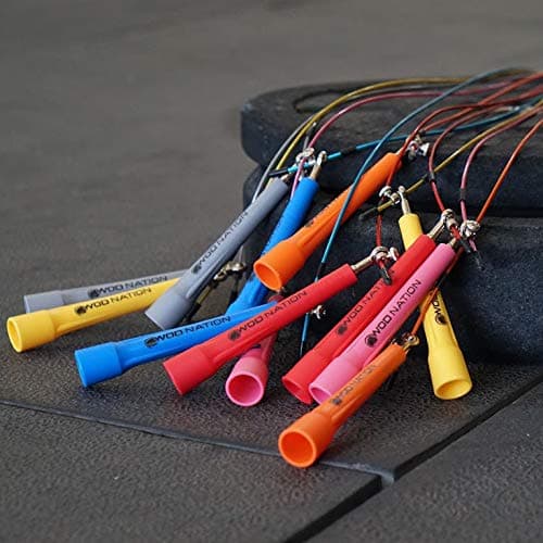 WOD Nation Adjustable Speed Jump Rope - Custom Length for Home Gym Equipment - Speed Rope for Double Unders & Cardio Exercise - Versatile for Boxing, MMA & Home Gym Accessories - Green Steel 5