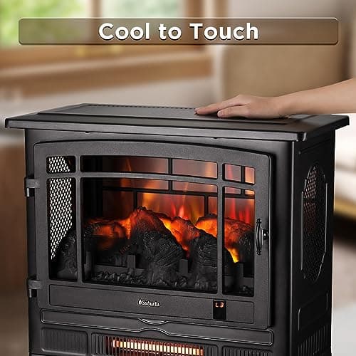 TURBRO Suburbs 25" WiFi Electric Fireplace Infrared Heater with Crackling Sound, Freestanding Fireplace Stove with Adjustable Flame Effects, Overheating Protection, Timer, Remote Control 1400W 5