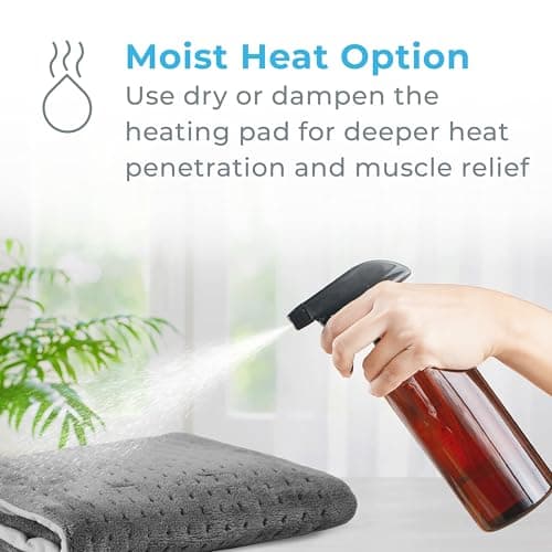 Pure Enrichment® PureRelief® XL Heating Pad - 12" x 24" Electric Heating Pad for Back Pain & Cramps, 6 Heat Settings, Soft Machine Wash Fabric, Auto-Off & Moist Heat (Charcoal Gray) 6