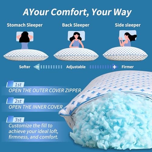 LOVELYREST Memory Foam Pillows 2 Pack – Adjustable Loft Cooling Pillows King Size Set of 2 for Sleeping, Firm, Supportive, and Breathable Design for Hot, Side, Back, and Stomach Sleepers 5