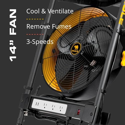 Mule 52000-01 300 lbs. Capacity Hand Truck 5-in-1 Mobile Workshop with Integrated 3-Speed Fan and LED Light 3