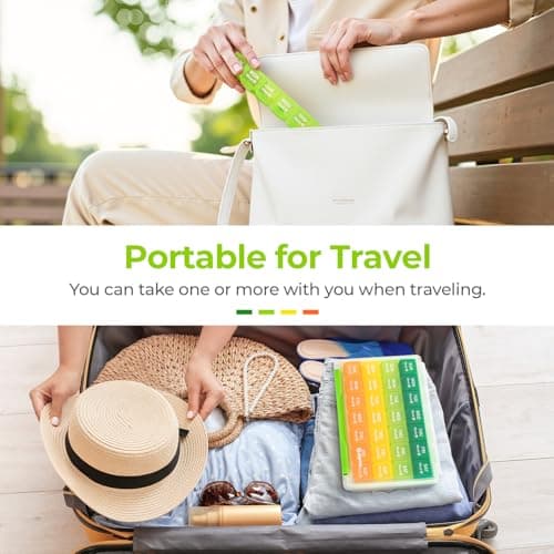 AUVON Moisture-Proof Monthly Pill Organizer, Large 28 Days Pill Box Case with Removable 4 Weeks Medication Organizer Rows, Travel-Friendly to Store Fish Oils, Vitamins, Supplements, Medications 7