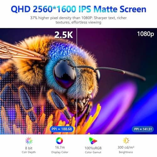 Veout 2.5K Portable Gaming Monitor with 144hz in 4 Colors - V1 Pro, 16inch 2560*1600 IPS Travel External Screen with FreeSync, Dual USB-C & Mini HDMI Second Display for Laptop/MacBook/PS5/Xbox/Switch 2