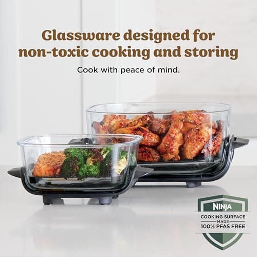 Ninja Crispi 4-in-1 Glass Air Fryer | 450°F | Non-Toxic | 4QT & 6-Cup Glass Containers w/Lids | Microwave, Freezer, Dishwasher Safe | Max Crisp, Air Fry, Bake, Recrisp | Ginger Snap | FN101GD 15
