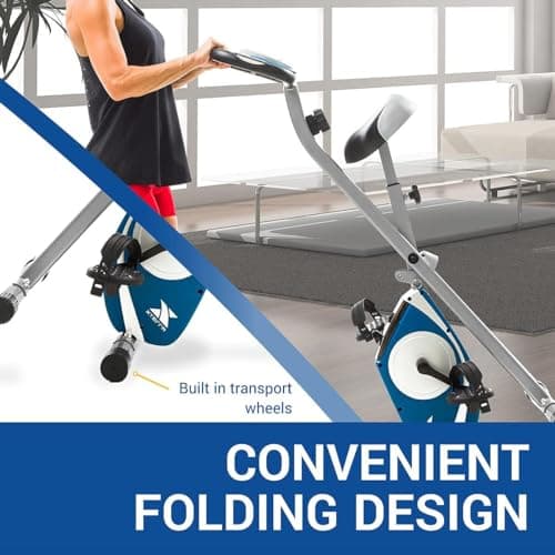 XTERRA Fitness Folding Exercise Bike, 225 LB Weight Capacity, Cordless, Battery Powered with Solid X-Frame Folding Design, Padded Seat and Handlebars, Adjustable Foot Straps, 8 Levels of Resistance 6
