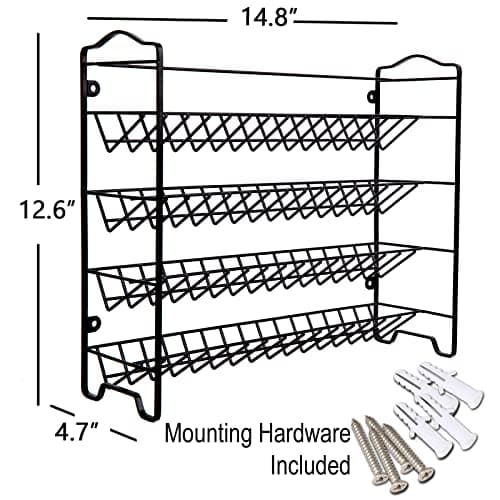 SWOMMOLY Spice Rack Organizer with 32 Glass Spice Jars, 396 Spice Labels, Chalk Marker and Funnel Complete Set, for Cabinet, Countertop, Cupboard or Wall Mount, Black 6