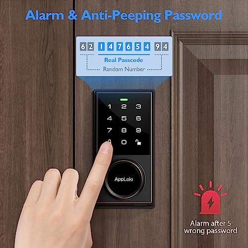 AppLoki Smart Lock, Keyless Entry Door Lock with Bluetooth/Alexa Voice Control, Touchscreen Keypad Deadbolt APP, E-Key, Code, Key, Auto-Lock, Front for Home Apartment Hotel 10