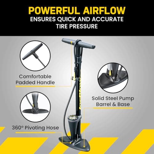 Topeak JoeBlow Max Hp Bike Floor Pump, 160 Psi/11 Bar, TwinHead, fits Presta, Schrader, and Dunlop valves 6