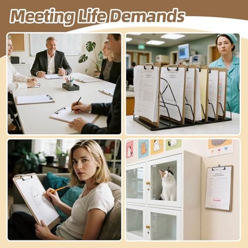 HappyHapi 28 Pack Clipboard 8.5 x 11 Letter Size Clip Boards Bulk, A4 Wooden Hardboard Office Clipboards Pack for Classroom, Work-Meetings, Brown 6