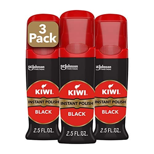 Kiwi Instant Shine & Protect Liquid Shoe Polish, Black, 1 Bottle with Sponge Applicator, 2.5 oz, Pack of 3