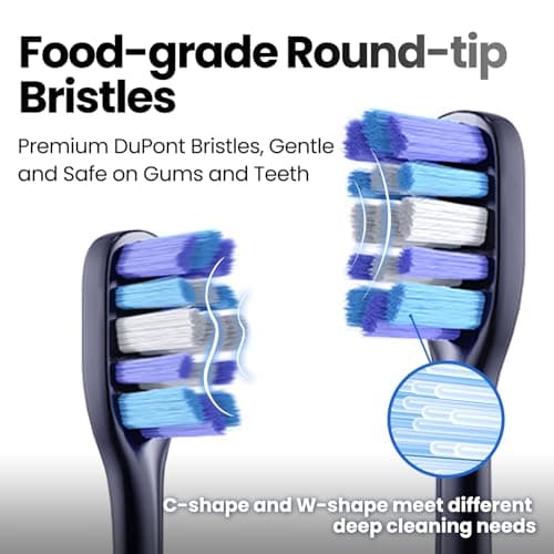 Electric Toothbrush, Marlincare Electric Toothbrush for Adults 180 Days Battery Life Rechargeable with 5 Modes, 48000VPM Motor Smart Timer IPX8, Sonic Toothbrush with 4 Brush Heads &Travel Case, Black 7