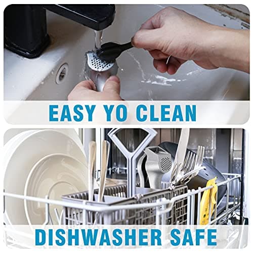 Garlic Press, Garlic Mincer Easy-squeeze Ergonomic Handle, Rust Proof, No Need To Peel, Professional Ginger Press & Garlic Crusher with Handy Cleaning Brush- Dishwasher Safe 5