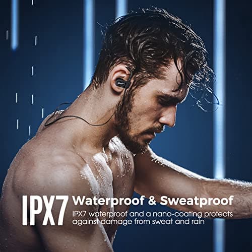 Lakukom Bluetooth Headphones, Deep Bass Wireless Running Headphones w/16 Hrs Playtime, Bluetooth Earbuds in-Ear w/Earhooks, IPX7 Waterproof Sports Earphones with Microphone for Calls 5
