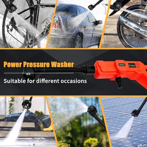 Cordless Pressure Washer for Milwaukee 18V Battery 650PSI Portable Power Washer 48-11-1850,Power Washer with 6 in 1 Nozzle for Car Cleaning (Battery Not Included) 7