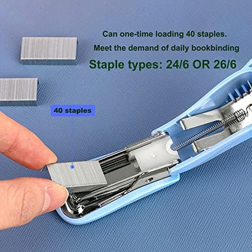 WIWUE GUO Blue Modern, Playful Desk Stapler with 1440 Staples, Full Strip Capacity, Manual Operation 7