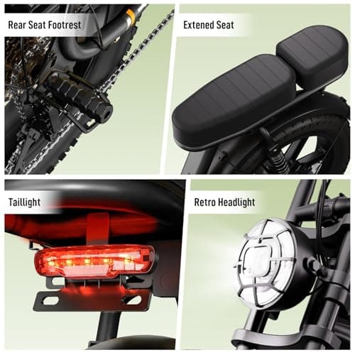 TST Electric Bike for Adults, 1500W Peak Motor Ebike with 48V 15Ah Built-in Battery, 60 Miles Range 28 MPH Electric Bicycle, 20" Fat Tire Step-Thru E Bike with Rear Seat, Rear Footrest 6