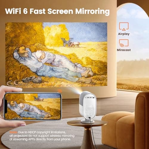 Home Theater Projector with Dolby Audio & 20W Speakers, 1080P 4K Supported WiFi6 Projector with Bluetooth & HDMI ARC, Auto Focus Projector for Family Movie Nights (White) 5