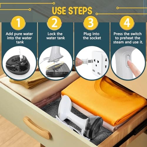 Rolipo Handheld Steamer for Clothes 1200W, Clothes Steamer with Large 360ml Water Tank, Fast Wrinkle Remover Portable Garment Steamer, Ideal for Home, Office, Travel, White 6