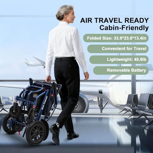 Lightweight Electric Wheelchairs for Adults,Folding Electric Wheelchair Airline Approved,500W Motor,15Miles Range,Portable Motorized Wheelchairs for Seniors,All-Terrain Power Wheelchair,Support 330lbs 5