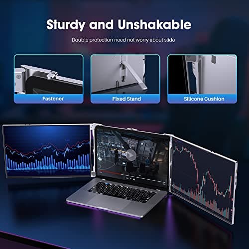 Oiiwak Laptop Screen Extender, 14'' FHD 1200P 16:10 IPS Al Alloy Ultra-Thin Dual/Triple Monitor Display, HDMI/USB-C Plug-Play Portable Monitor for 13-16inch Laptop(Mac, Win, Android) 8