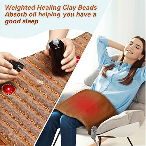 UTK Far Infrared Heating Pad, Weighted Heating Pad for Back Pain, 4-in-1 Photon Deep Therapy, 4H Auto Off, Hotter to 159℉, Overheat Protection, Memory Function, Gifts for Women,16'' x 24'' 5