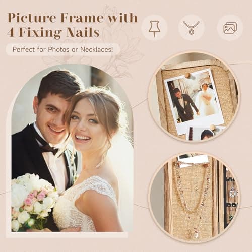 Pinzoveco Hanging Jewelry Organizer, Wall Mounted Jewelry Organizer for Earring Holder Organizer, Jewelry Cabinet Holder Jewelry Storage Box for Earrings, Necklaces, Bracelets, Ring Holder 5