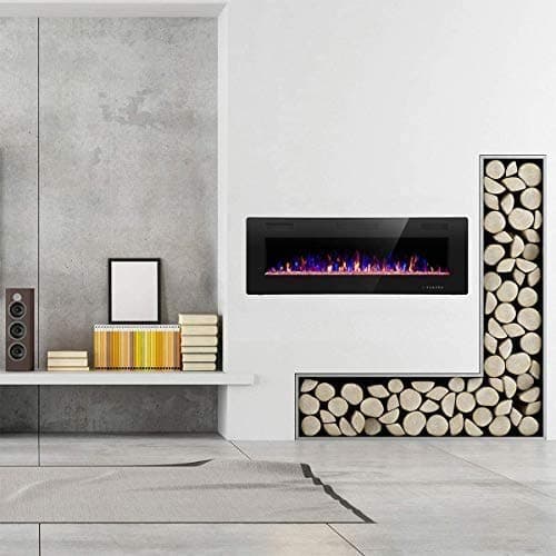 R.W.FLAME 42IN Recessed and Wall Mounted, The Thinnest Fireplace, Low Noise, Fit for 2 x 6 and 2 x 4 Stud, Remote Control with Timer, Touch Screen, Adjustable Flame Color and Speed 8