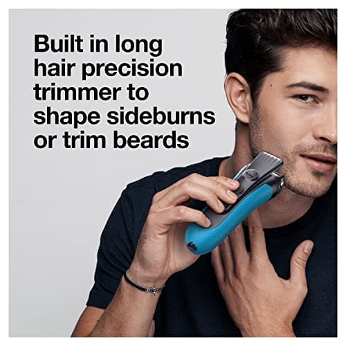 Braun Electric Series 3 Razor with Precision Trimmer, Rechargeable, Wet & Dry Foil Shaver for Men, Blue/Black, 4 Piece 8