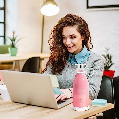 Portable Blender,Fashion Portable Blender for Shakes and Smoothies 11.8 Oz,Magnetic USB Fast Charging Mini Mixer Bottle,Take It for Traveling, Outdoor, Gym, Office, Cars, Gift -WH 2